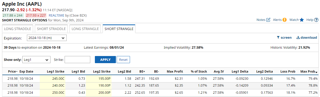 Short Strangle Options Strategy